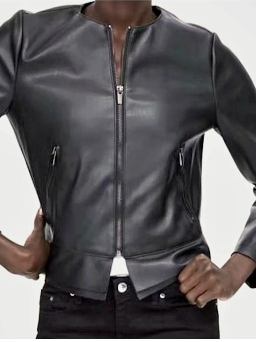 Zara Black Leather-Style Jacket